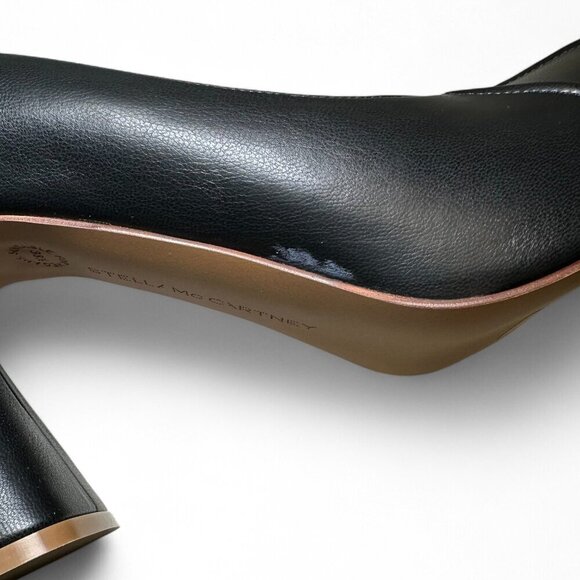 STELLA MCCARTNEY Groove Gold Chain Ankle Strap Pumps, Black, EU 38.5 NWT - Picture 9 of 16